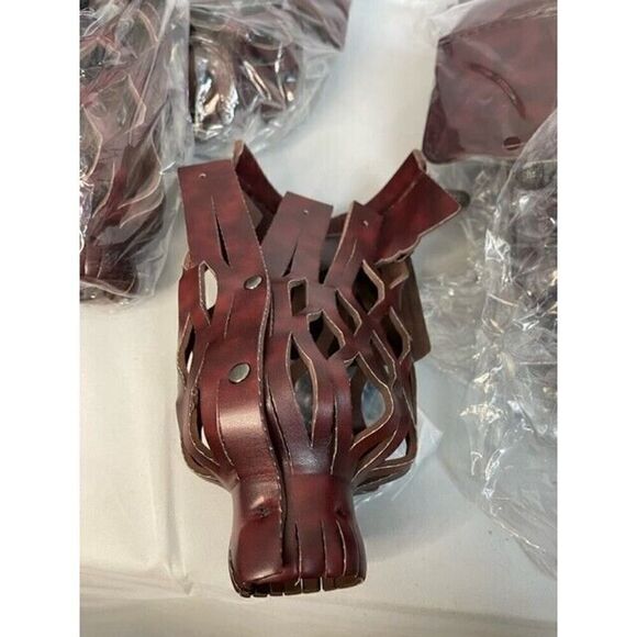 Set of 6 Heavy Duty PU Leather Billiard Pool Table Pockets (Dark cherry smooth) - Picture 4 of 7